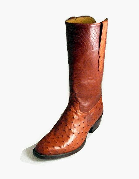 T O Stanley Boots: Pin Ostrich Boots -Regal Almond